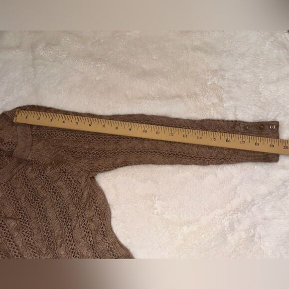 AEOutfitters Women’s Beige Crochet Cable Knit Top Sweater 3/4 Sleeves sz PS EUC - Picture 6 of 8